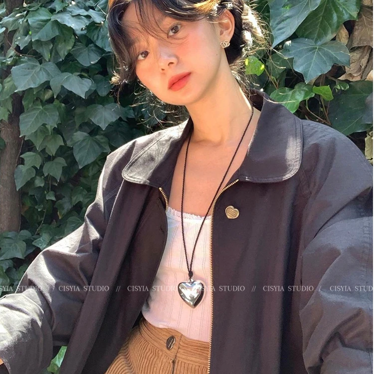 非金属布艺项链 韩国博主fever同款爱心吊坠项链女2025新款爆A56