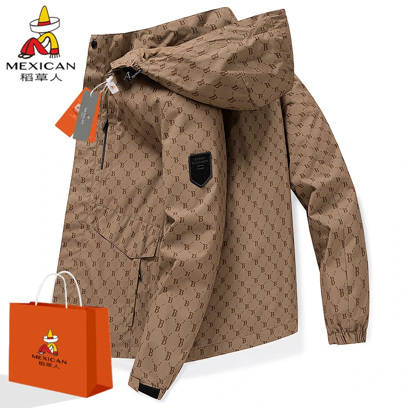 Mexican/稻草人春秋时尚男女秋季新款宽松潮流情侣外套休闲百搭