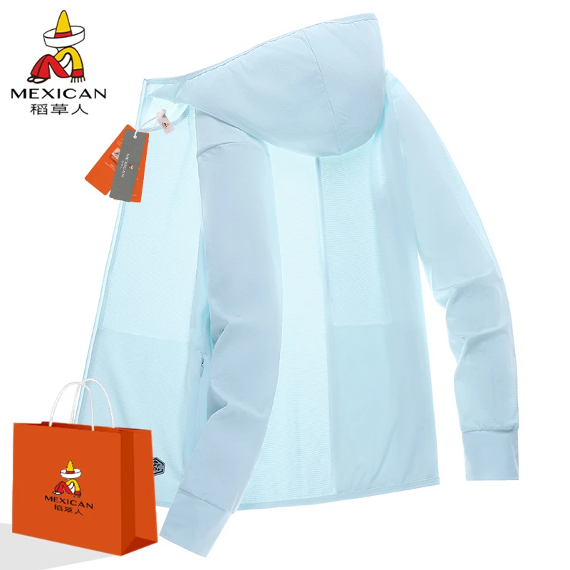 Mexican/稻草人防晒衣男2025年夏款户外休闲冰丝连帽钓鱼防晒服女