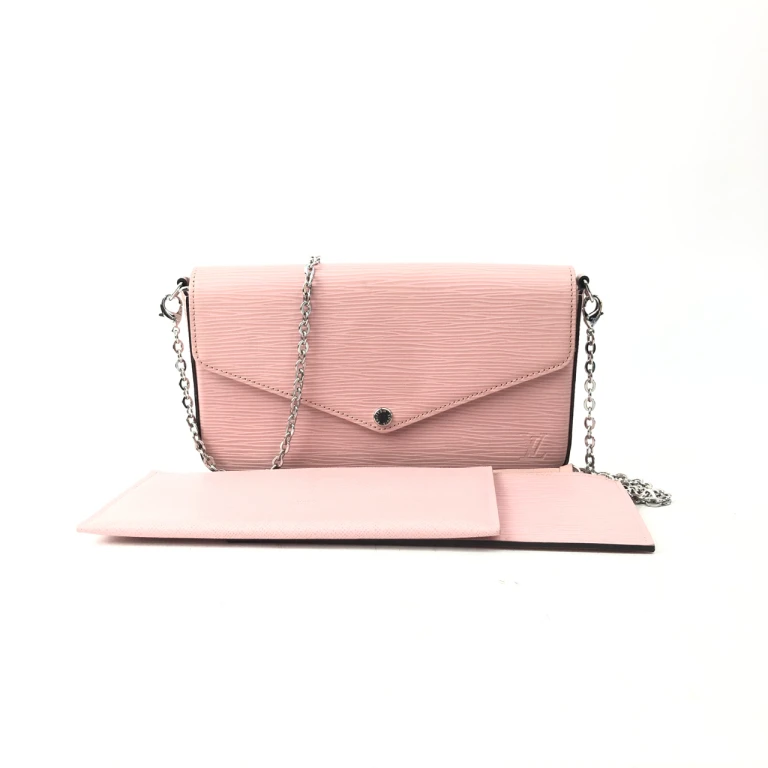 95新 LV 安洁利知之LV粉色水波纹三合一链条包17753H