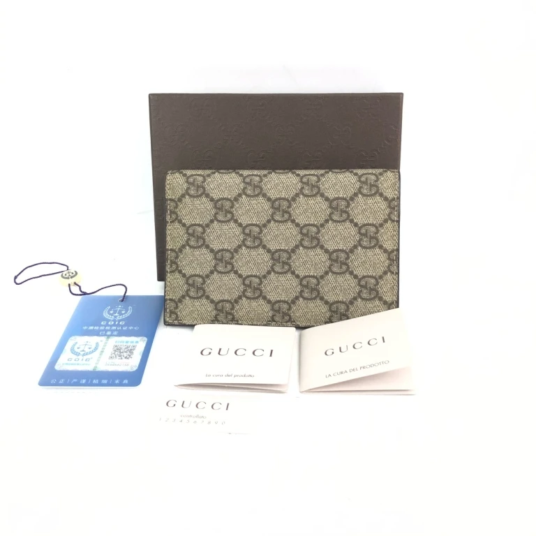 95新 GUCCI/古驰 安洁利知之Gucci古驰老花折叠钱包18442