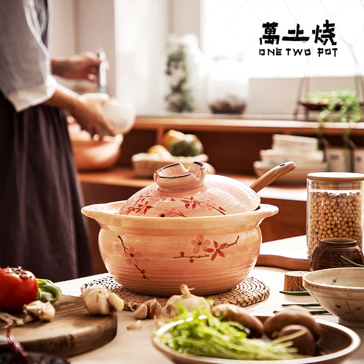 万土烧砂锅家用煲汤锅土锅小炖锅煮粥炖肉做菜耐高温燃气灶明火