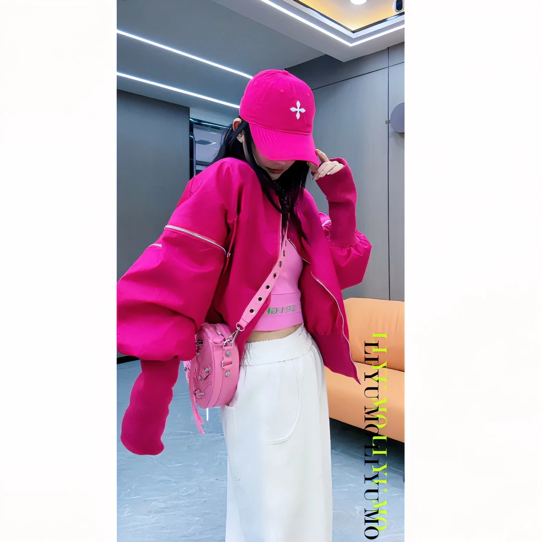 MOMO 莫奈玫瑰 秋季新款两穿可拆卸夹克棒球服外套设计师透气长袖
