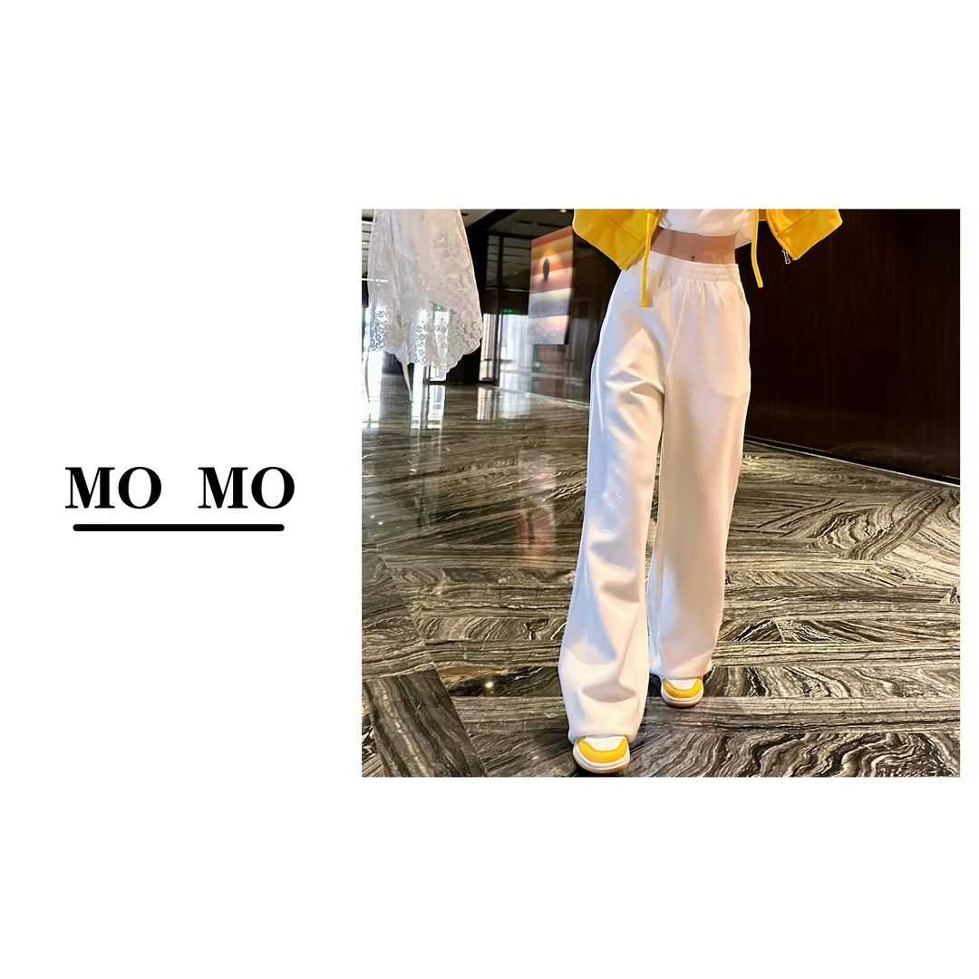 MOMO 【满天星直筒裤】 2025新款薄款百搭细闪直筒裤设计卫裤阔腿裤