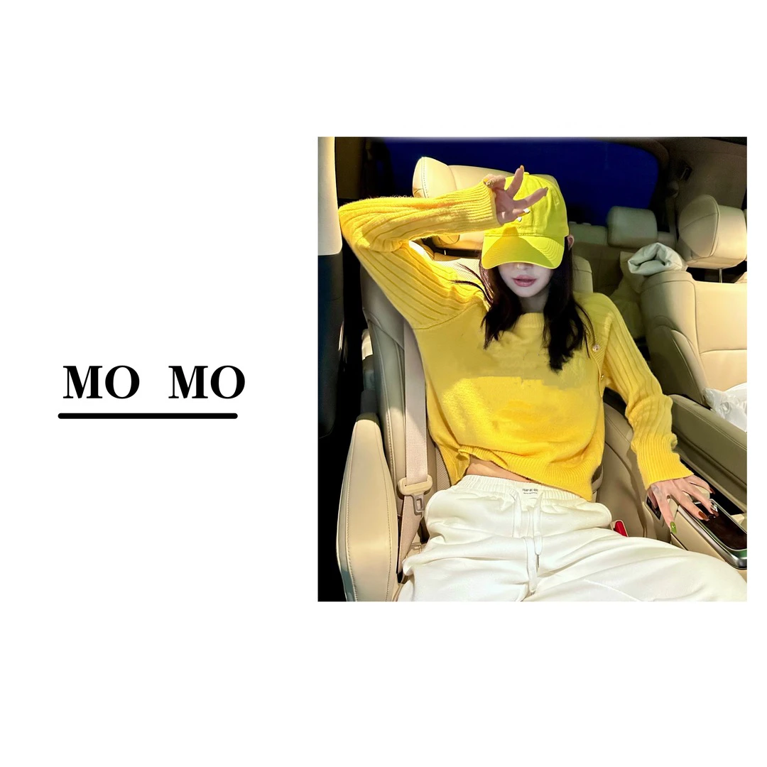 MOMO 【金属扣毛衣】冬季新款圆领高腰显瘦毛衣打底外穿上衣韩版