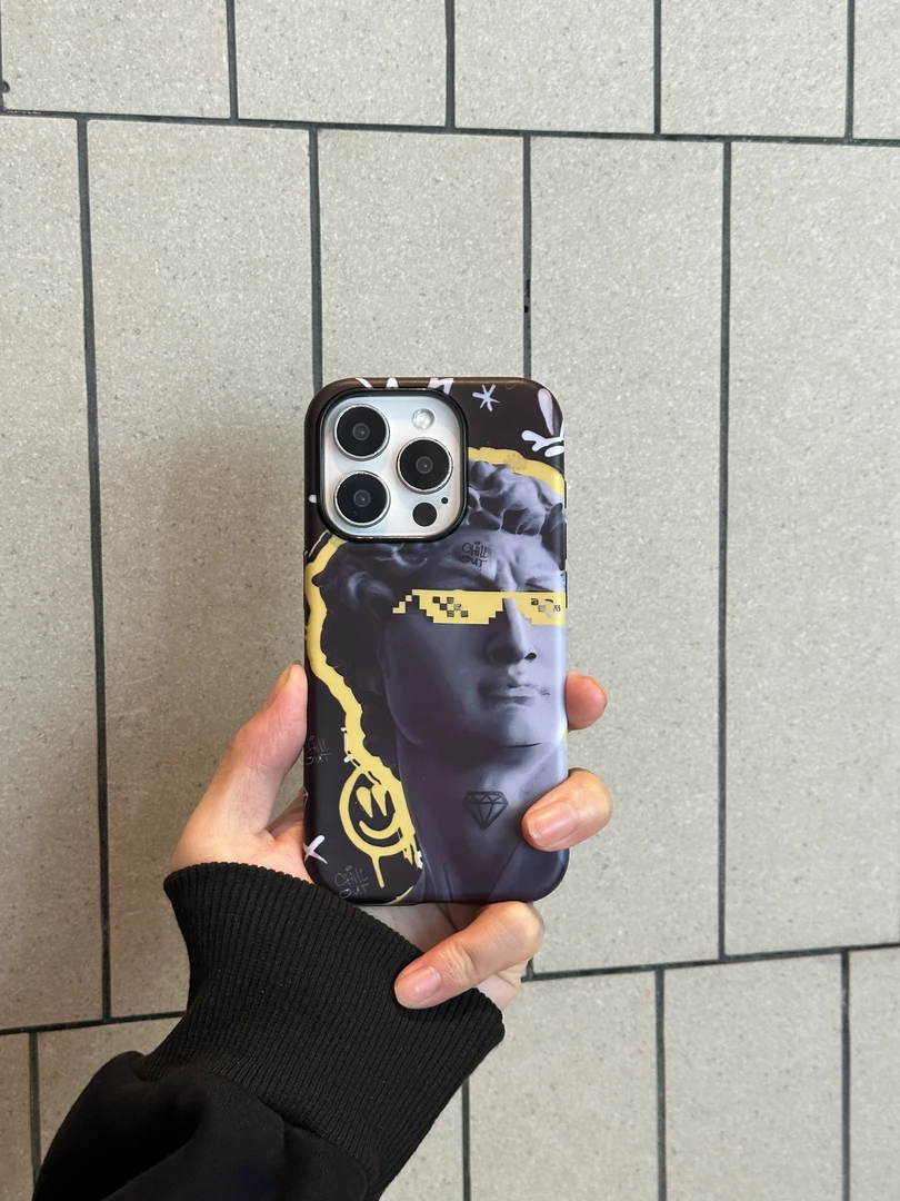 适用苹果16promax手机壳文艺大卫雕像菲林防摔15/14/13二合一全包