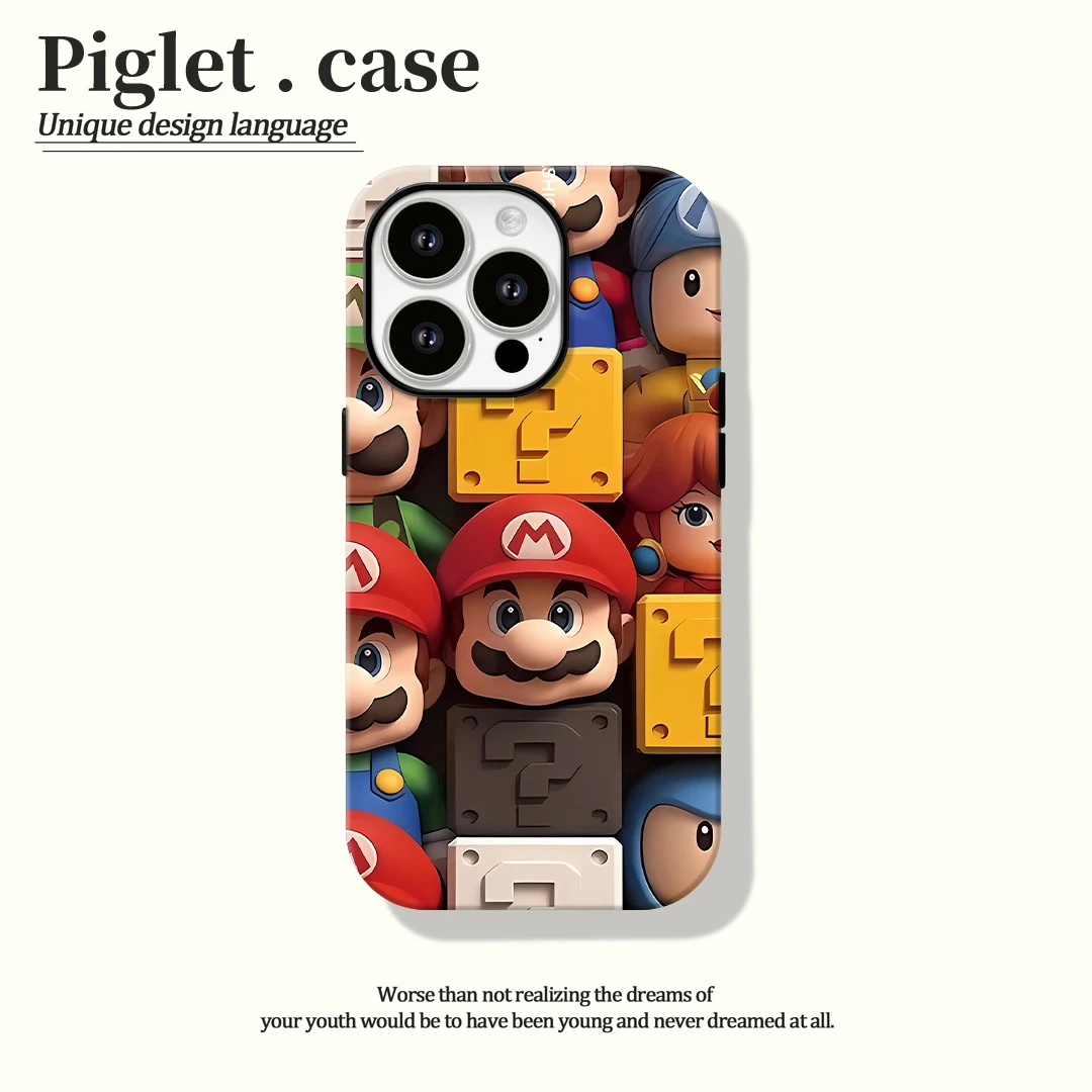 适用苹果15手机壳大马里奥iphone14可爱软壳11/12/13全包创意卡通