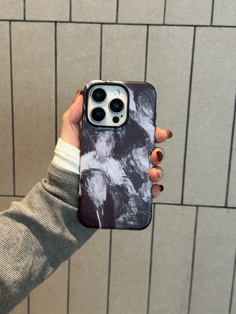 艺术手绘画适用苹果16promax手机壳磨砂iphone15/14/13二合一高级
