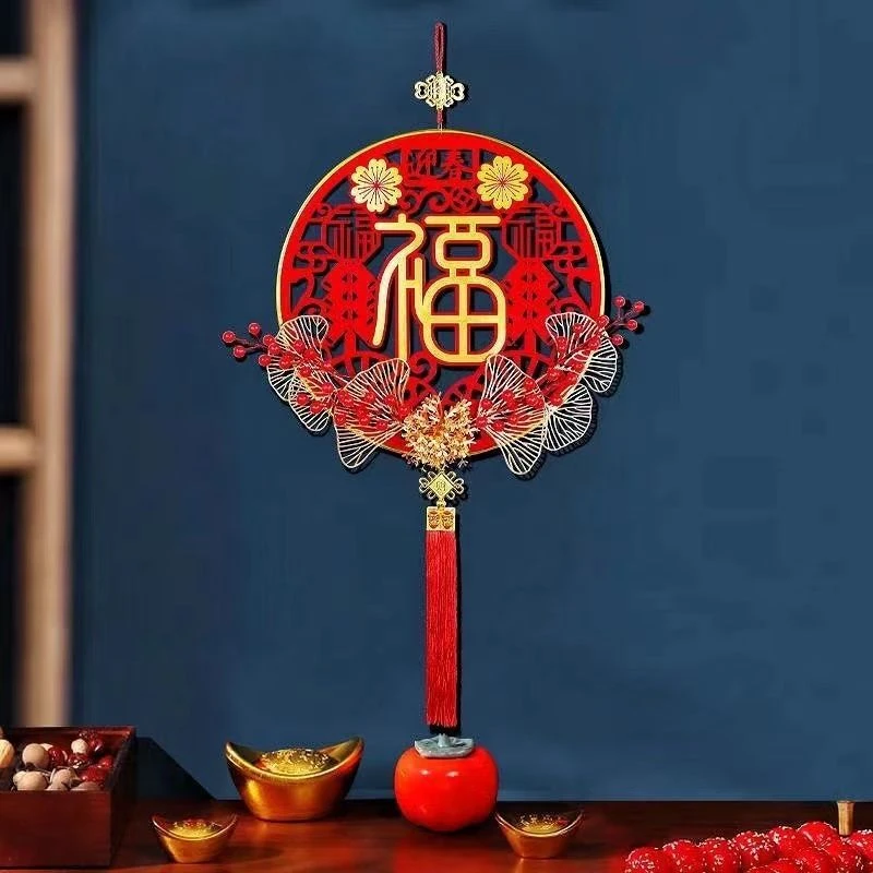 2024年新款迎春福红果插花挂件新年福字国潮房屋客厅爆款乔迁挂饰