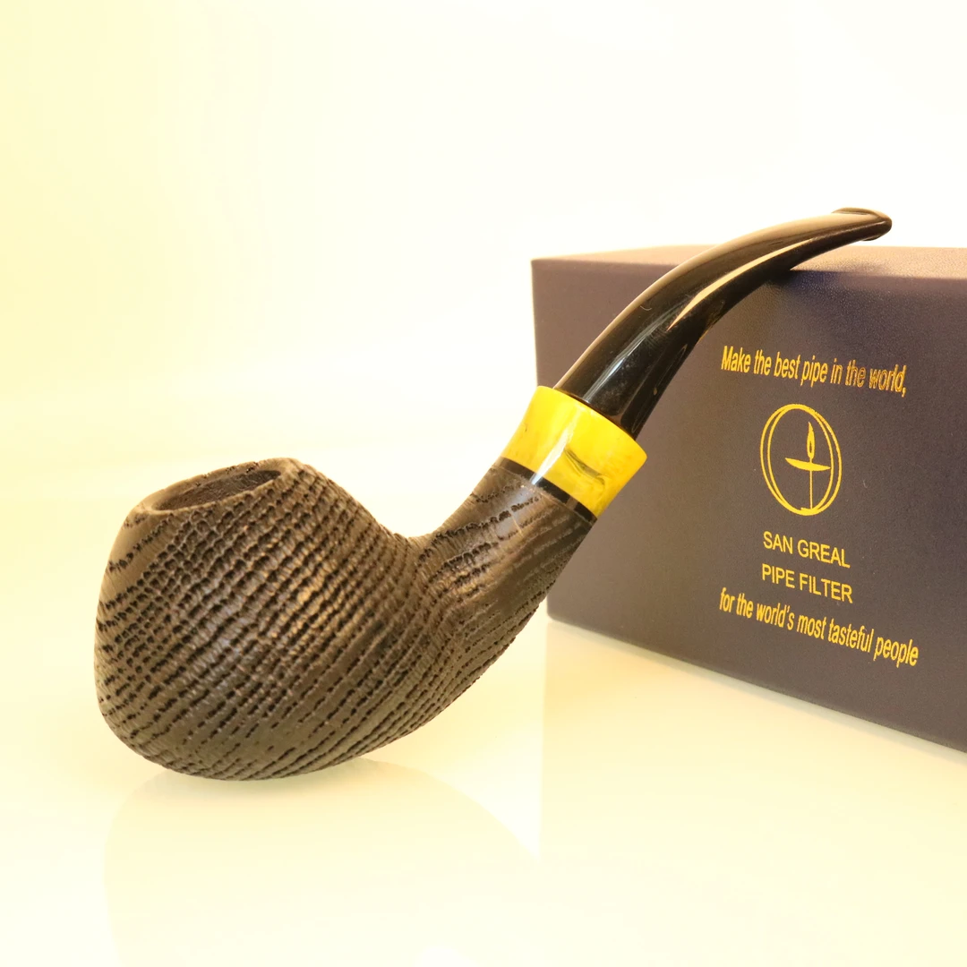 碳化手工橡木自由式河豚苹果大烟斗-天然烟斗-纹理随机-九毫烟道