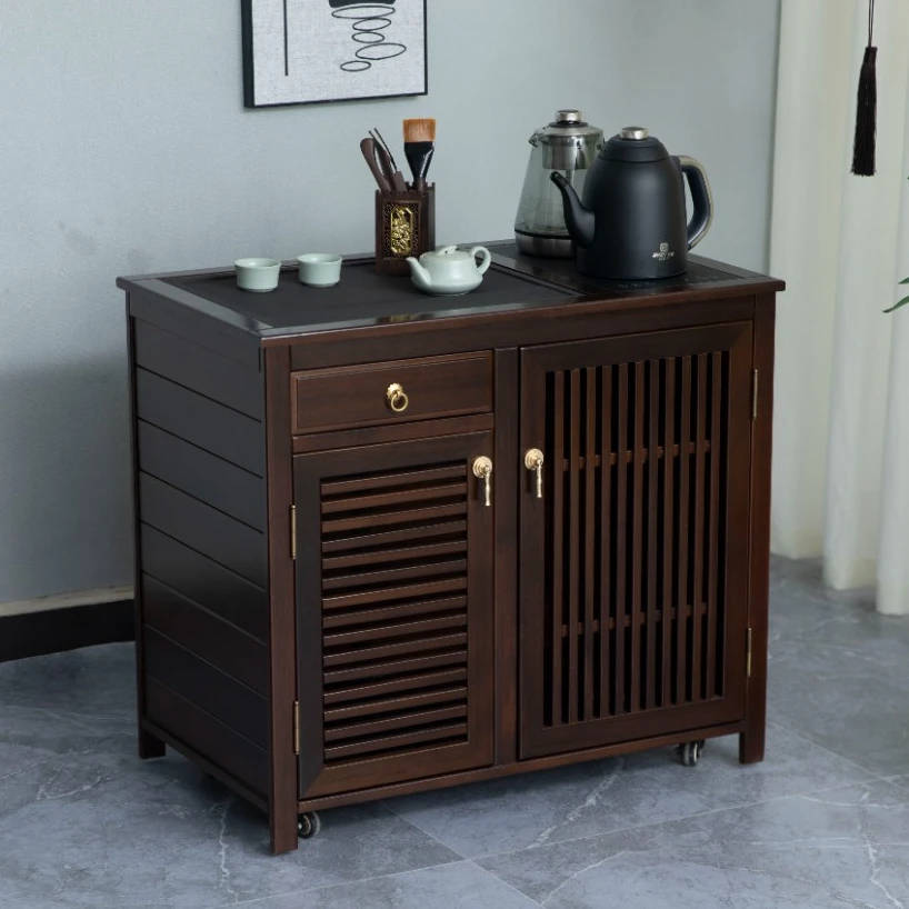 纯实木茶水柜可移动新中式储物茶台客厅阳台烧水一体茶几沙发边柜