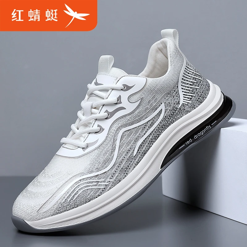 红蜻蜓男鞋夏季网面鞋透气运动鞋男2025新款男士飞织跑步鞋5175