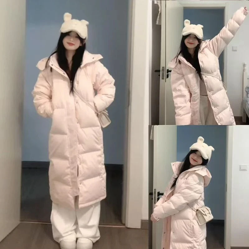 中戏羽绒棉服女2025年新款冬季中长款加厚过膝韩系小个子棉衣棉袄