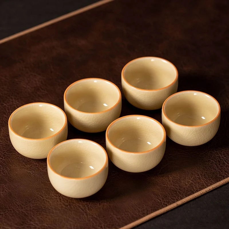 哥窑冰裂纹品茗杯个人家用主人杯单个茶杯遇水化冰功夫茶具轻奢