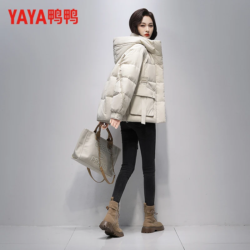 鸭鸭羽绒服女短款小个子2024新款冬季时尚设计加厚保暖外套面包服