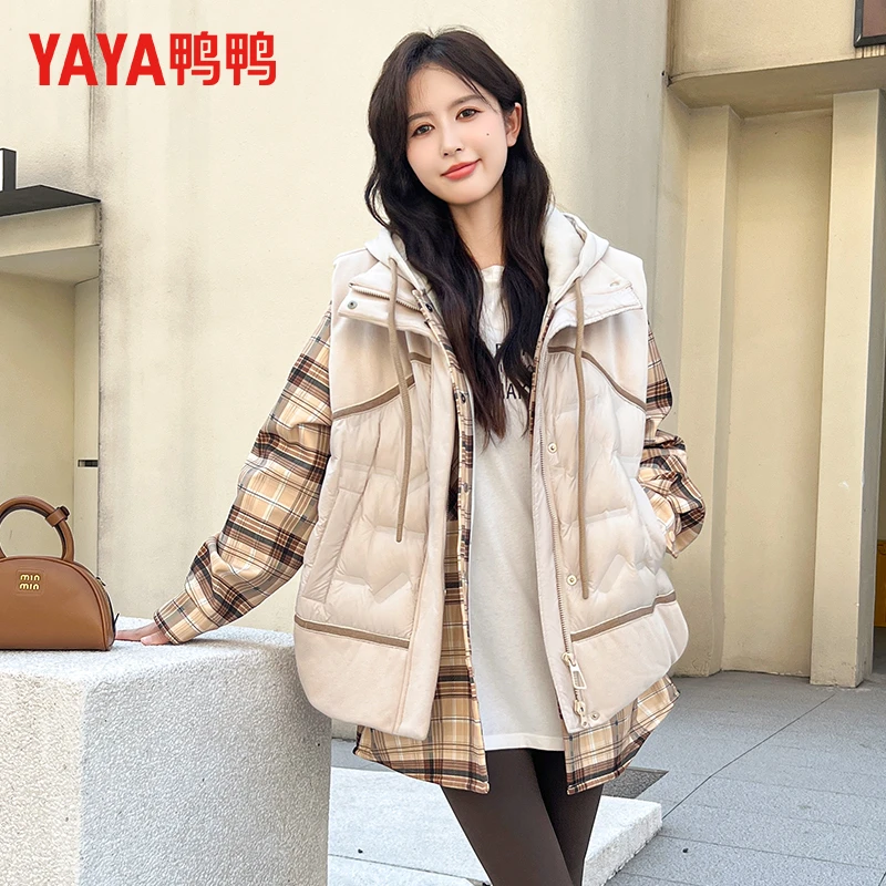 YAYA/鸭鸭羽绒服女2024新款时尚户外保暖加厚连帽丫丫冬季外套