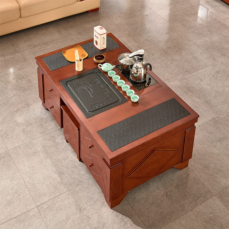 板材新中式泡茶桌功夫茶几家用茶具套装一体茶桌椅组合办公室茶台