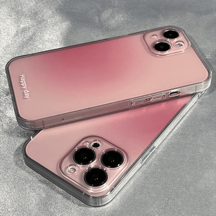渐变粉色苹果华为小米oppovivo直边TPU透明iPhone15/14/13手机壳
