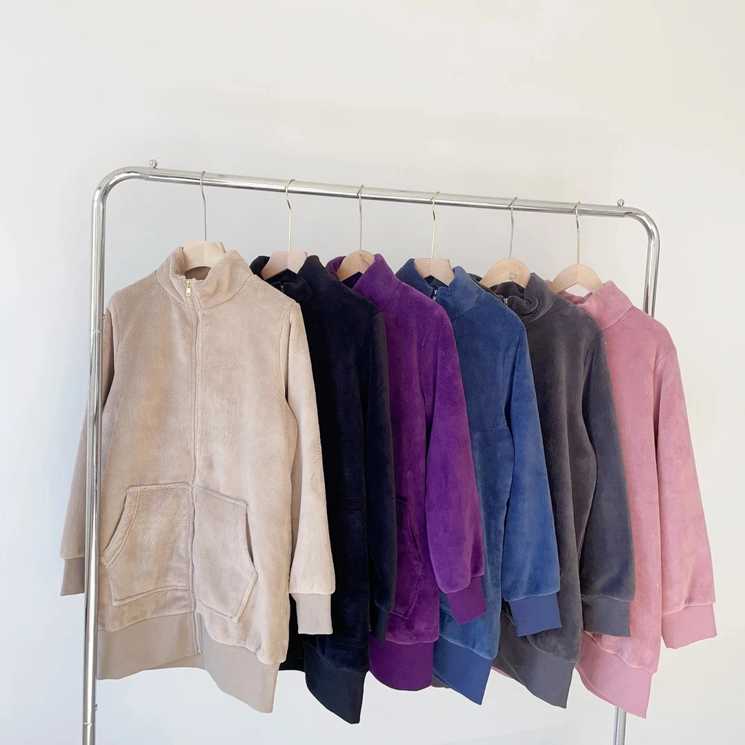 仓5 超厚实茸茸立领绒感长款宽松休闲保暖外套