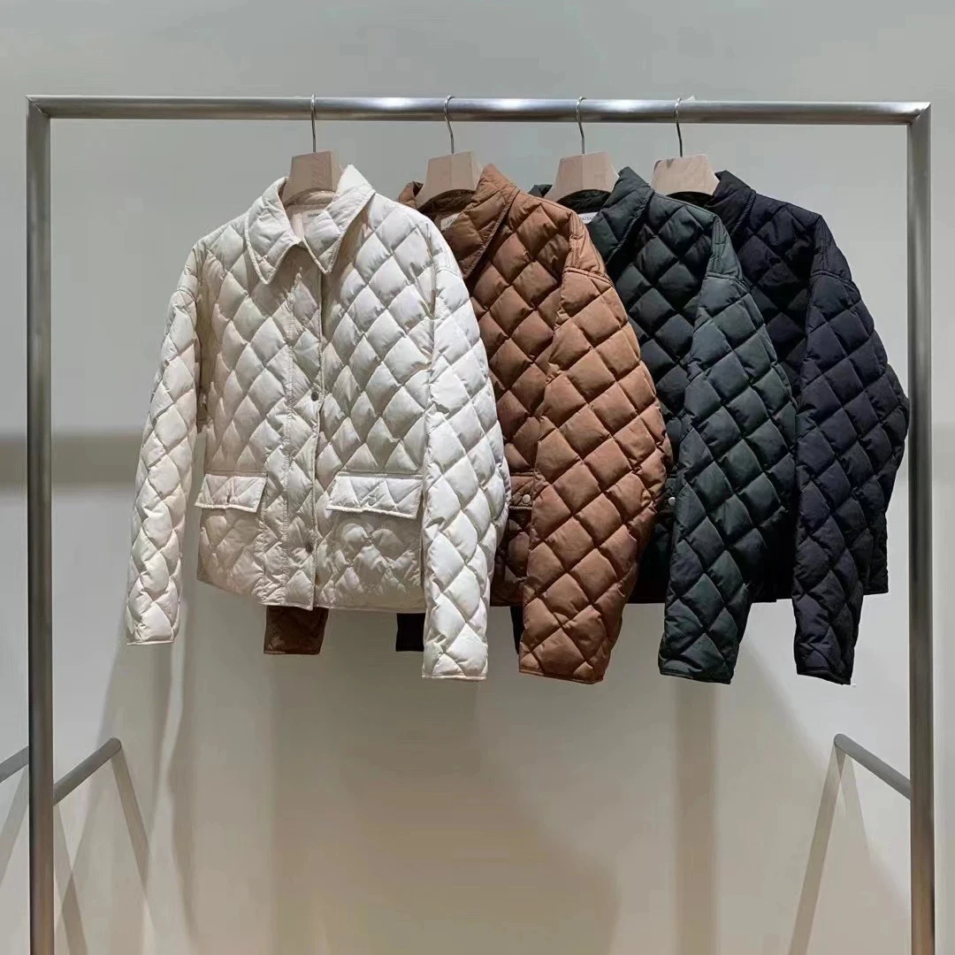 Statement24冬东大门翻领菱格宽松短款鹅绒服外套