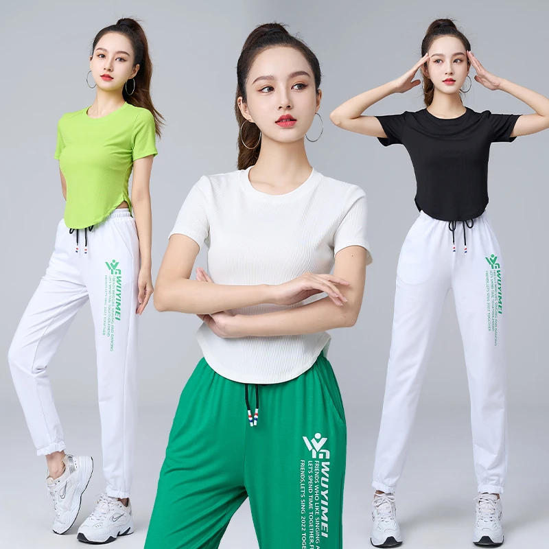 2025运动服装新款上衣U型T桖女夏季修身短袖运动健身跑步服