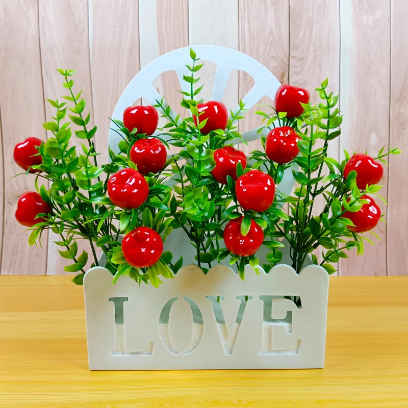 室内家居装饰假花红色发财果桌面摆件墙上挂件客厅餐桌桌面花摆设