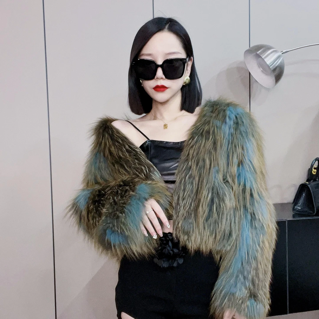 WU SHASHA 设计师红狐编织女短外套