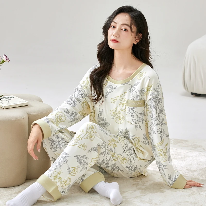 秋冬款纯棉【国风系列～拍一发三】长袖长裤舒适家居服套装可外穿