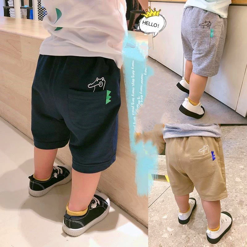 2025夏季纯棉男孩宝宝卡通恐龙小童短裤薄款儿童裤子超洋气五分裤
