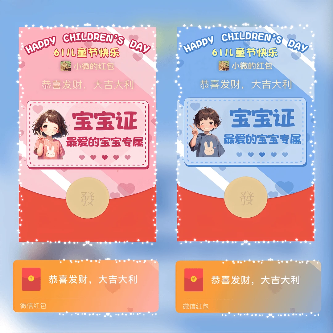 【61儿童节快乐】儿童节紅包封面定制动态皮肤设计节日祝福