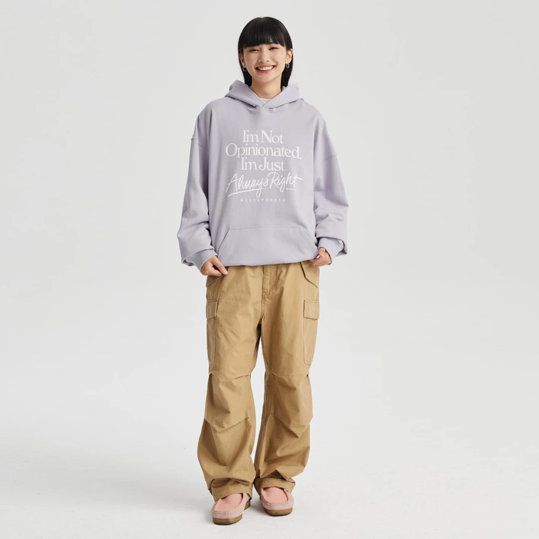 WASSUP标语涂鸦印花连帽卫衣户外百搭高街宽松潮流秋冬套头