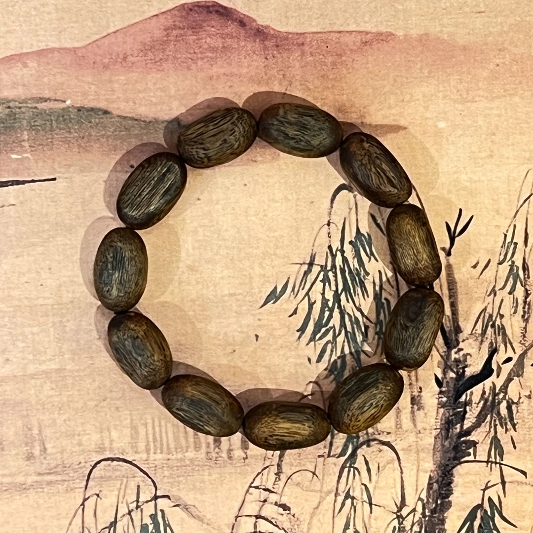 绿棋留疤沉香手串单圈