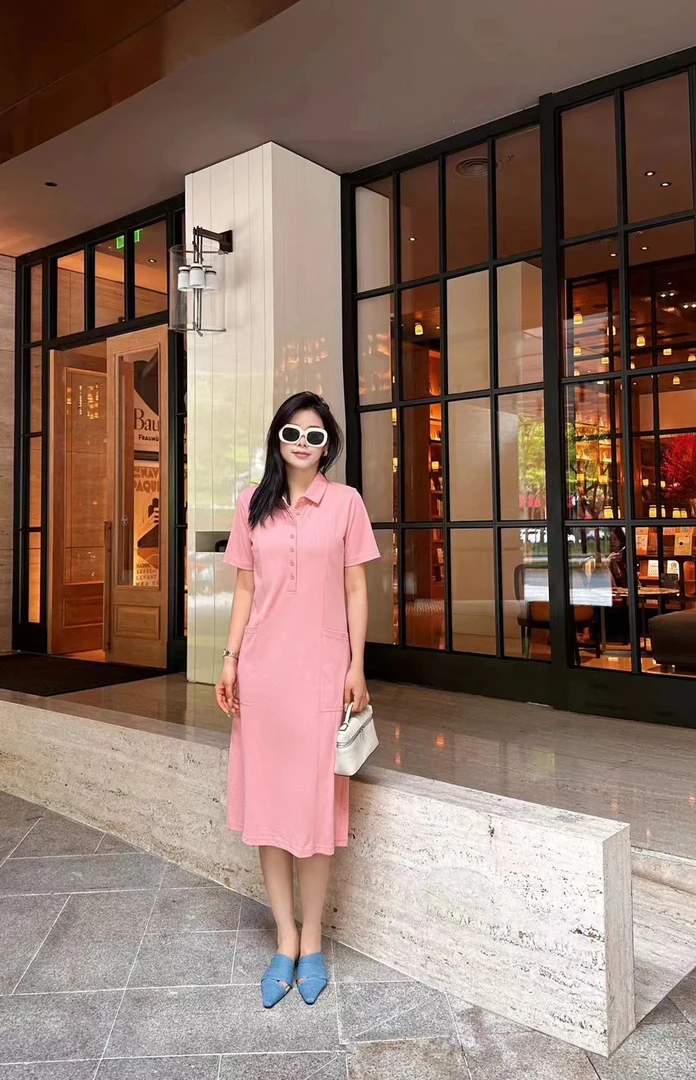 宽松连衣裙polo裙显瘦气质针织时尚休闲夏季中长款裙子百搭减龄