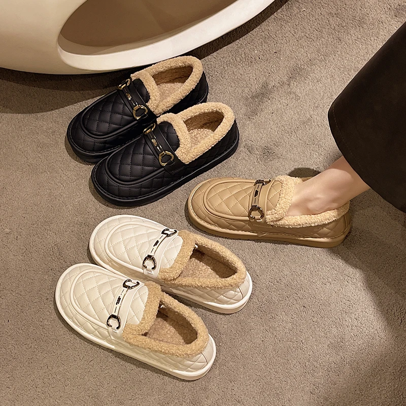 纯皮手工毛毛鞋专柜正品全皮面软底防滑休闲鞋冬季加绒保暖女鞋子