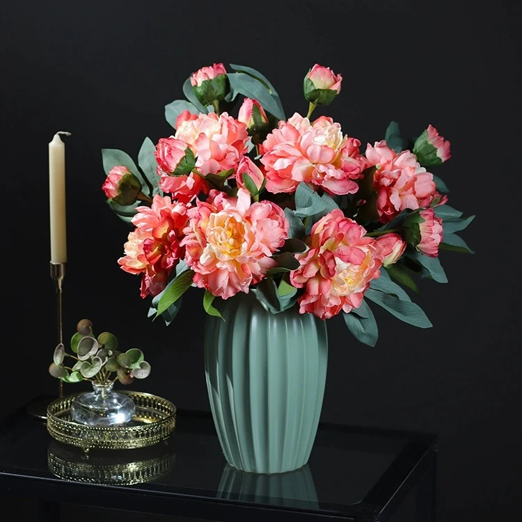 （凤凰牡丹花）高端牡丹仿真花绢花客厅餐桌茶几摆件