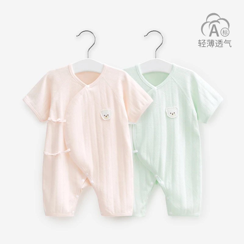 婴儿连体衣夏季薄款纯棉哈衣短袖和尚套装新生儿衣服男女宝宝夏装