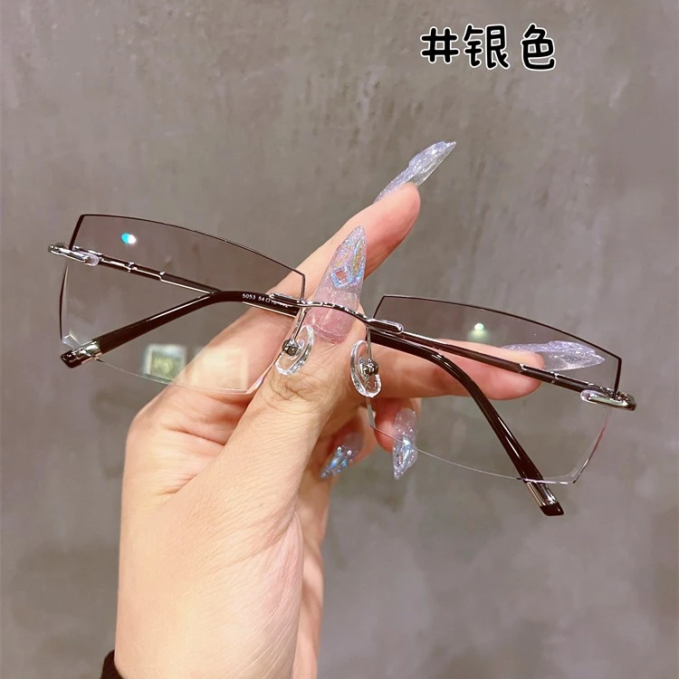 斯文黑线无框眼镜男近视可配有高度数加散光大脸切边韩版超轻974