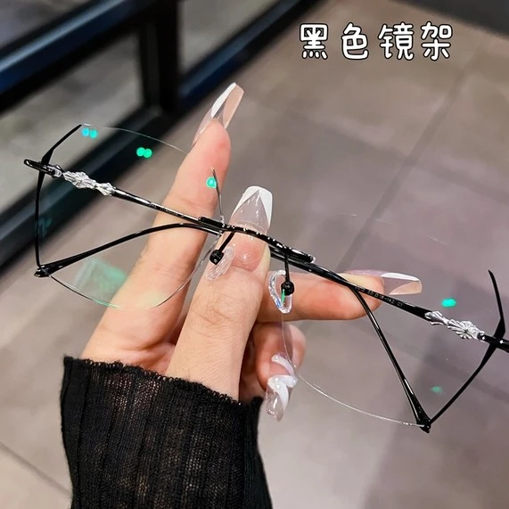 超轻变色纯钛无框眼镜女男近视可配有度数纯钛超轻变色近视眼镜