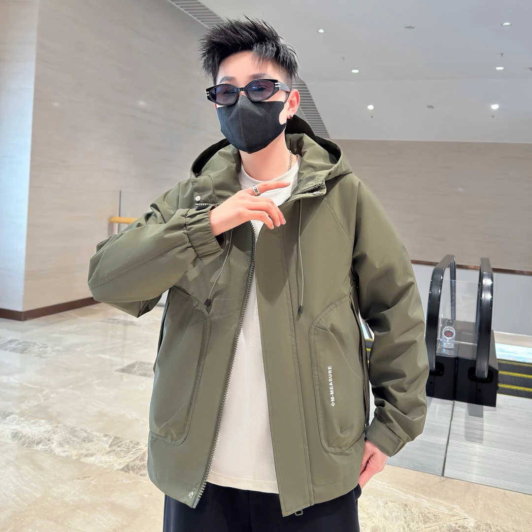 连帽夹克男士春秋款外套新款潮流修身工装上衣服青年秋装1108#