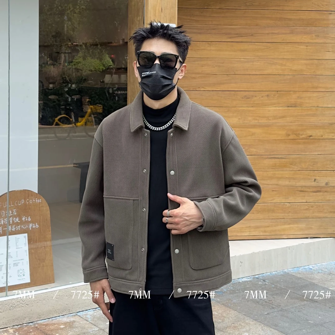 【90白鸭绒】欧密绒翻领羽绒服冬季男装宽松百搭外套风衣77725#