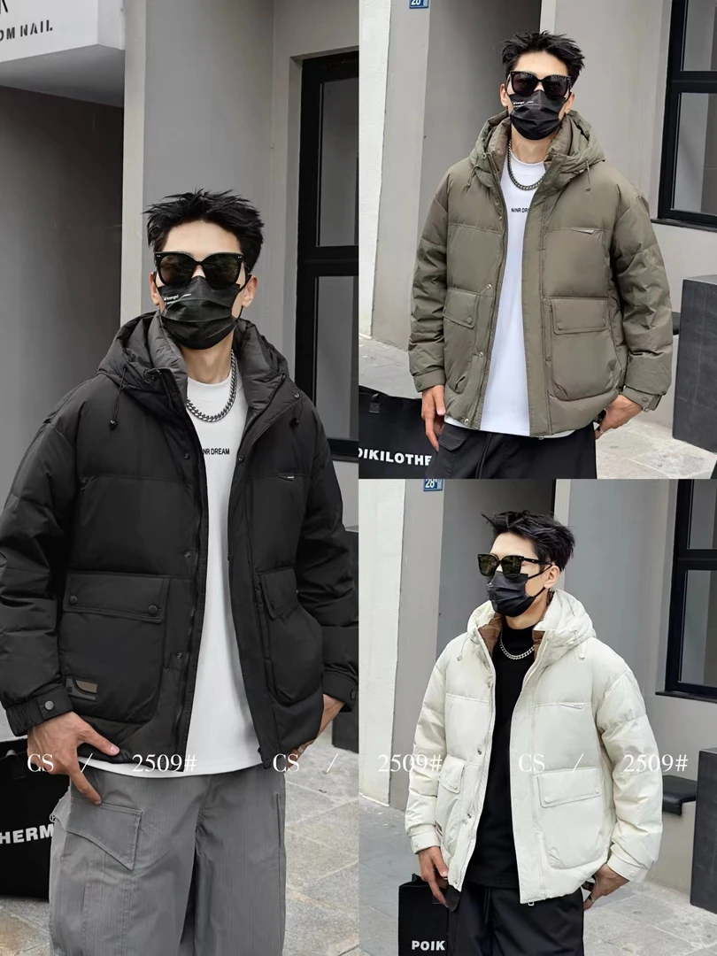 [白鸭绒羽绒服]保暖防寒御寒连帽白鸭绒羽绒服外套2509#