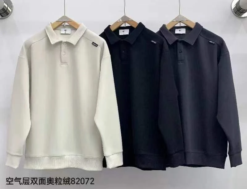 秋冬翻领长袖T恤男士polo衫秋冬休闲加绒长袖上衣82072#