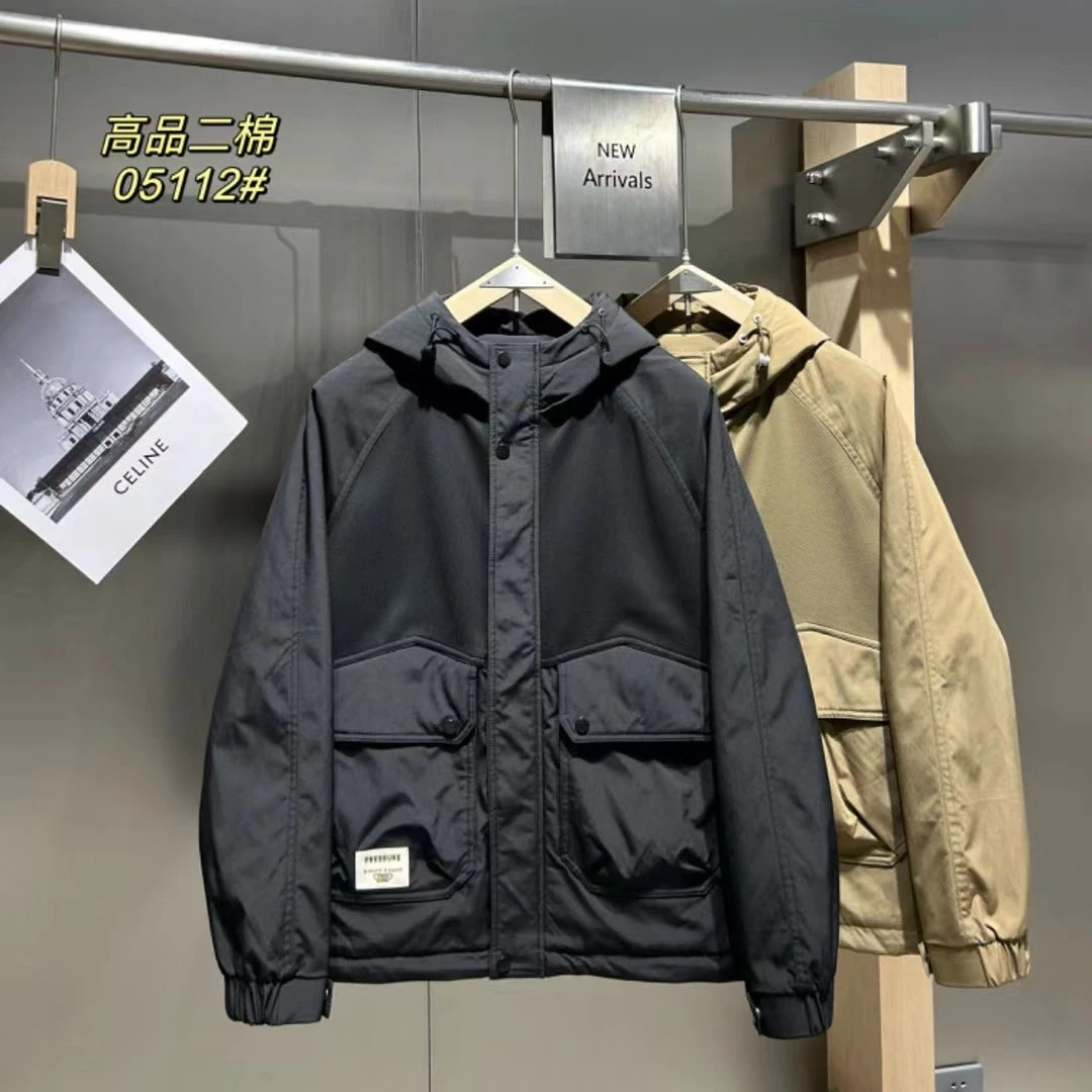 连帽二棉薄棉冲锋衣外套男士休闲春秋冬季新款夹棉厚工装夹克5112