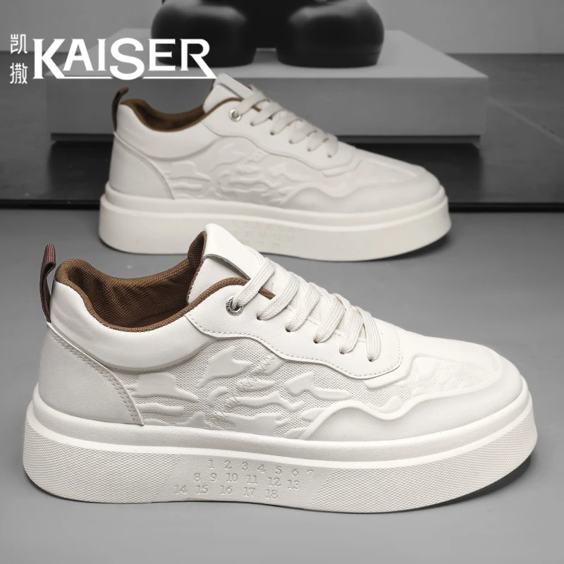 KAISER/凯撒·男鞋新款透气百搭休闲板鞋男士厚底运动高级感小白鞋
