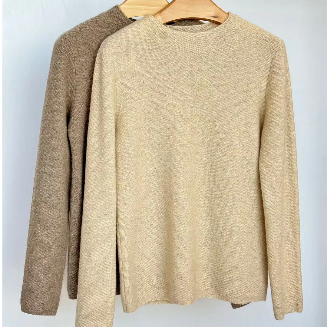 新华【时尚斜纹半高领羊绒衫】100山羊绒