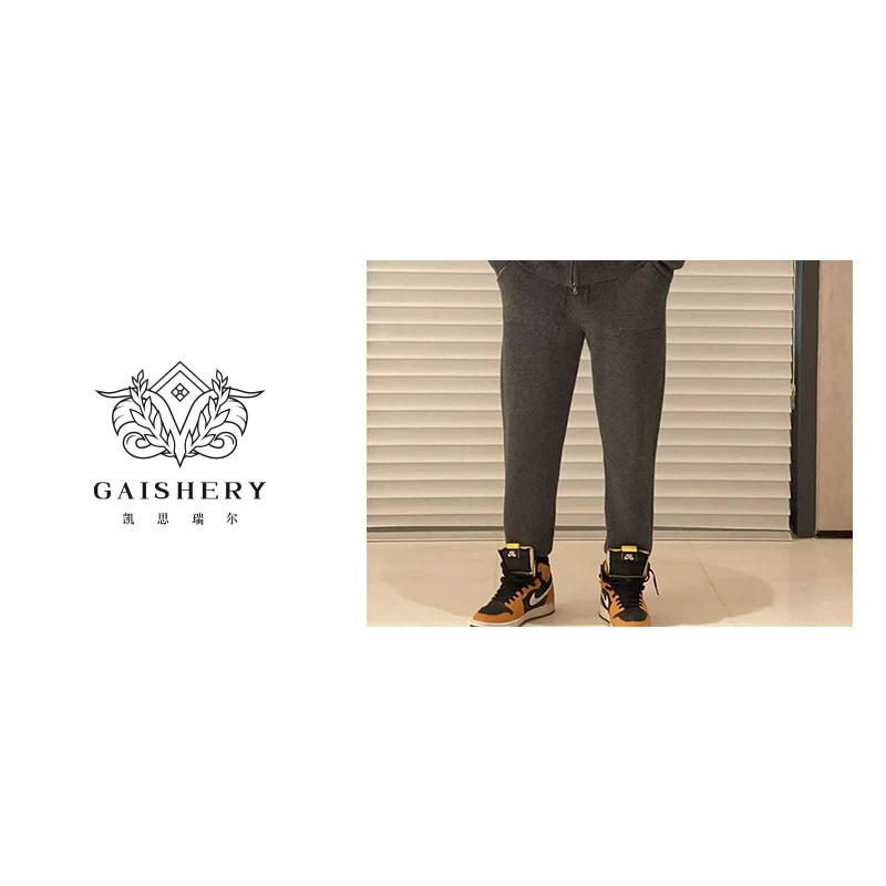 Gaishery【小一返季】21意大利设计师款休闲螺纹收口裤100山羊绒