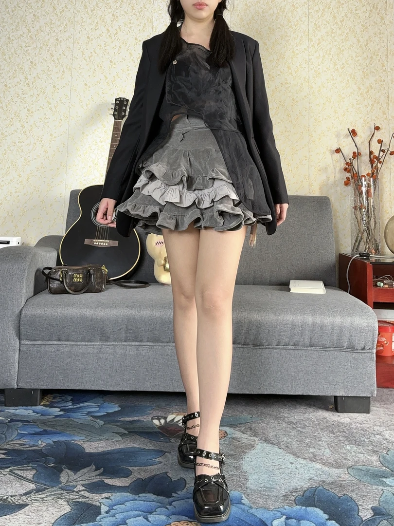 无扣显瘦黑色单西装 各年龄段少女美学气质时尚修身高智淡人