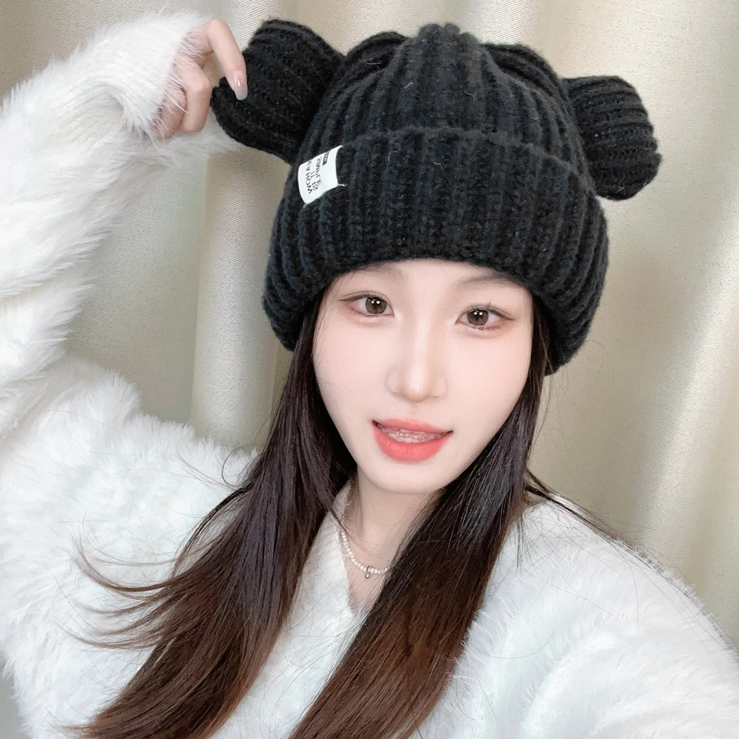帽酱【小熊耳朵】韩版可爱保暖显脸小毛线帽