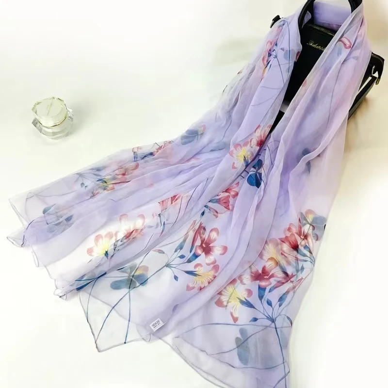 鳄鱼皱小兰花时尚女士百搭防晒款围巾大披肩130-180