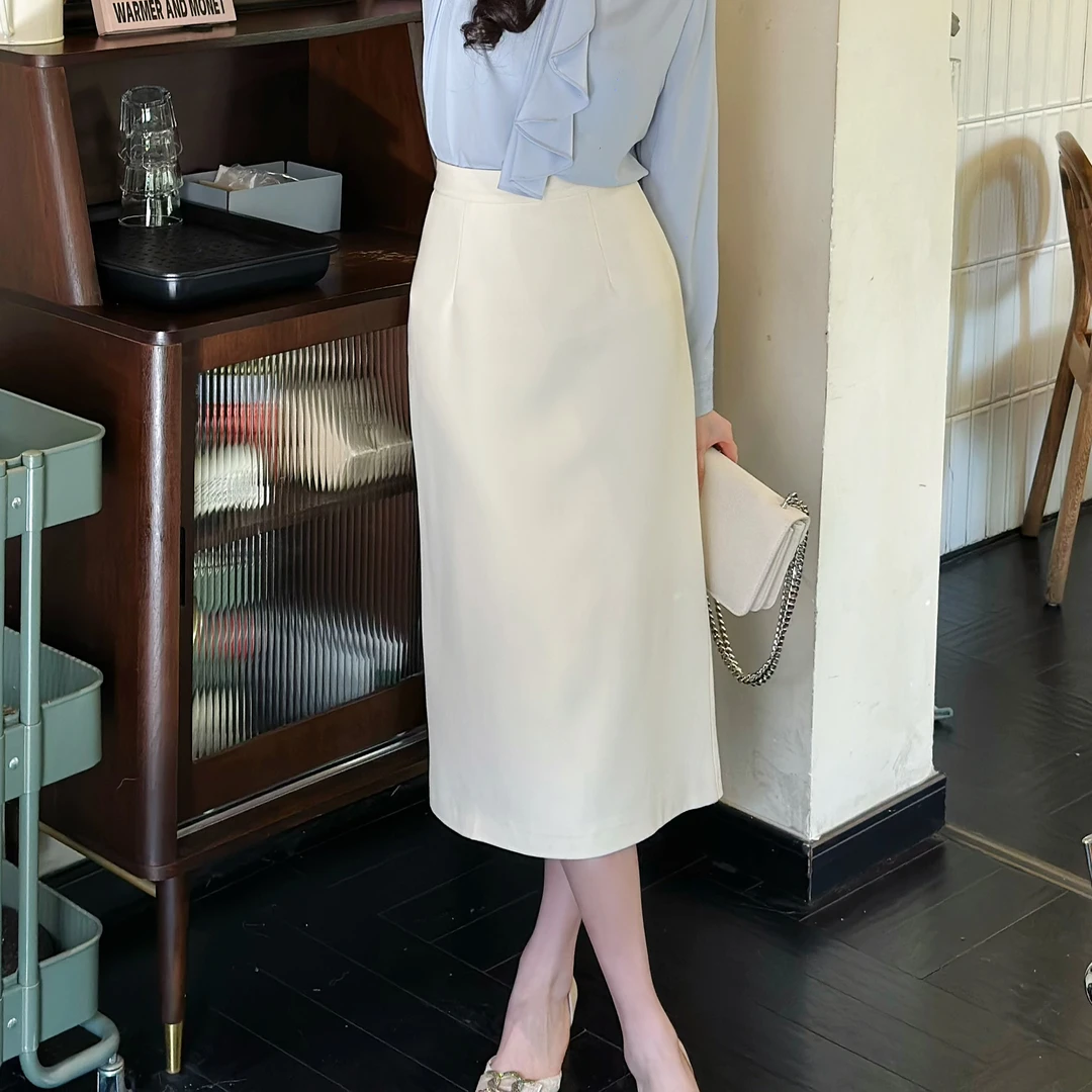 【西装直筒裙】早春新款半裙显瘦气质长款中长款高腰百搭半身裙1709